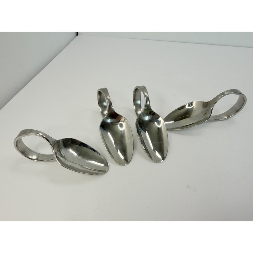 Oneida Community Frostfire Stainless Baby Spoons Lot Of 4 Curved Handles